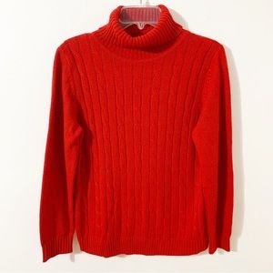 Faded Glory Red 🟥 Soft Cable Knit Front Turtleneck Sweater Ribbed Details